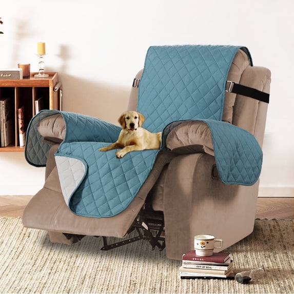Sofa Slipcover for Dogs Pets&Kids, Durable Pet Cover for Sofa with Elastic Strap(79" x 68", Smoke Blue/Beige)
