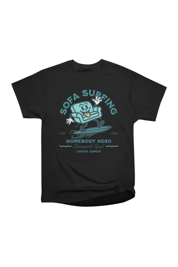 Sofa Surfing T-Shirt Tee Gift For Him Merch For Her Apparel For Friend