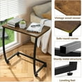 thumbnail image 1 of Sofa Table + C-Shaped Dark Walnut – Rolling Side Table with Rustic Design, Multi-Purpose Coffee and Snack Table, Compact for Living Room, Bedroom, Small Spaces, 1 of 5