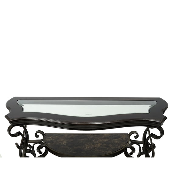 Sofa Table | Can Be Used in Multiple Rooms | MDF Shelf with Marble Paper, Hand - applied Finish | Strong Structure for Long - term Home Use