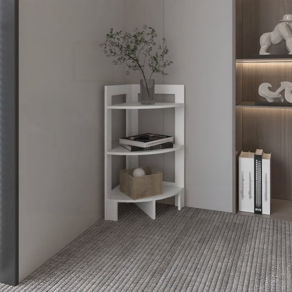 Sofa Table & End Table - Riga Corner 3-Tier Shelf, 31.7" High, Durable Construction