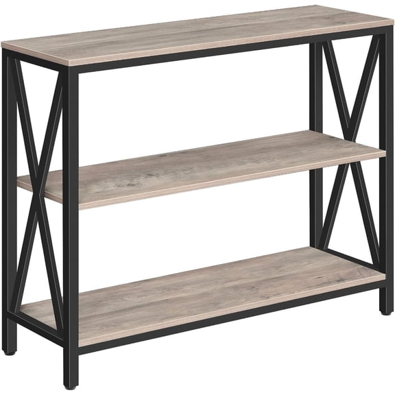 Sofa Table, Industrial Console Table, 3-Tier Narrow Side Table with Open Shelves, Foyer Table for Entryway, Hallway, Kitchen, Living Room and Bedroom, Easy Assembly, Greige CTHG8001Z1