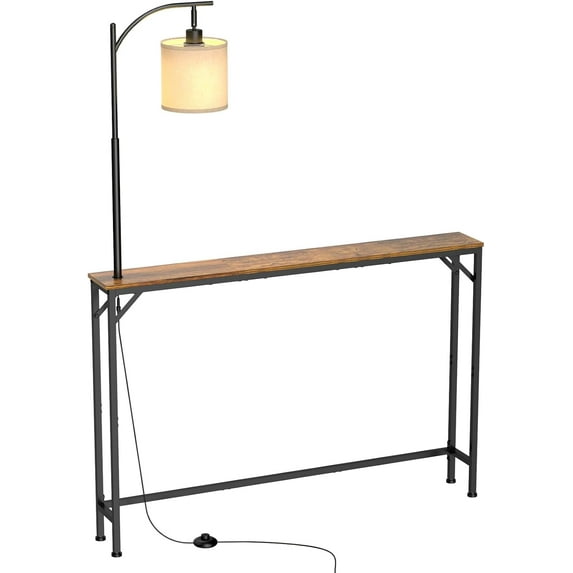 Sofa Table with Light, Skinny Console Table, 46.1" L x 5.9" W x 31.1" H Behind Couch Table with 3 Color Temperatures Led Bulb & Foot Button for Living Room, Bedroom, Entryway, Hallway