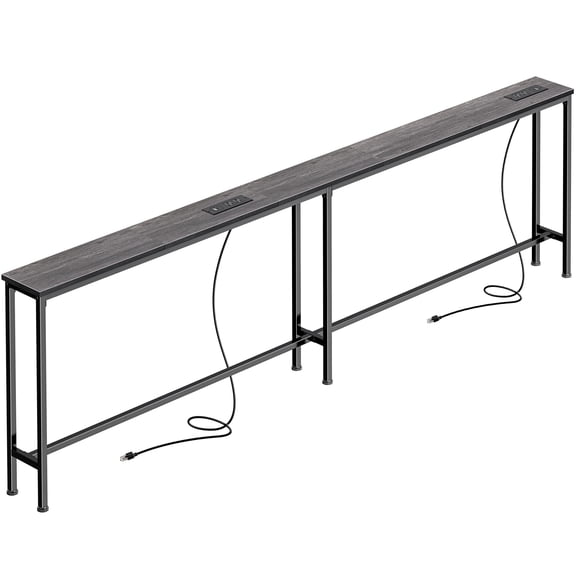 Amadwell 79" Narrow Sofa Console Table with Power Outlets, 5.9" Slim Side Table for Living Room, Entryway & Bedroom