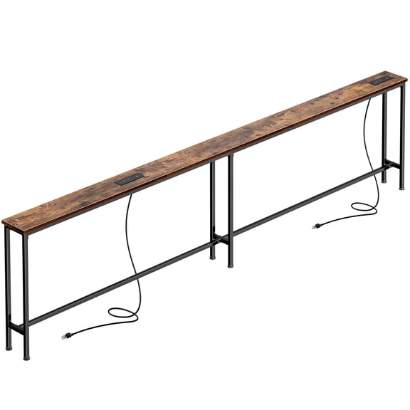 Amadwell 102" Extra Long Console Table with Outlets & USB-C, Slim 5.9" Behind the Couch table, Slim Sofa Table