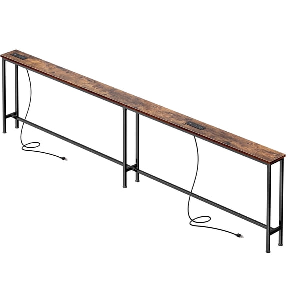 Amadwell 102" Extra Long Console Table with Outlets & USB-C, Slim 5.9" Behind the Couch table, Slim Sofa Table