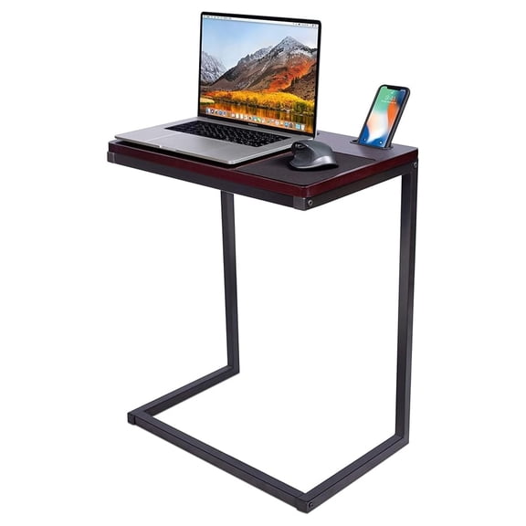 Sofa Table TV Tray with Tablet and Phone Slots - Work from Home - Laptop Stand for Couch Bed - Metal Legs - Console Lapdesk - Breakfast Eating Food - Coloring Computer - Lap Desk