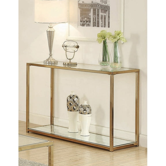 Sofa Table with Mirror Shelf Chocolate Chrome