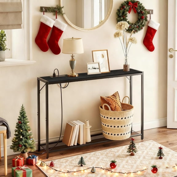 Sofa Table with Power Outlet, 43.7" Console Table with USB Ports for Living Room Entryway