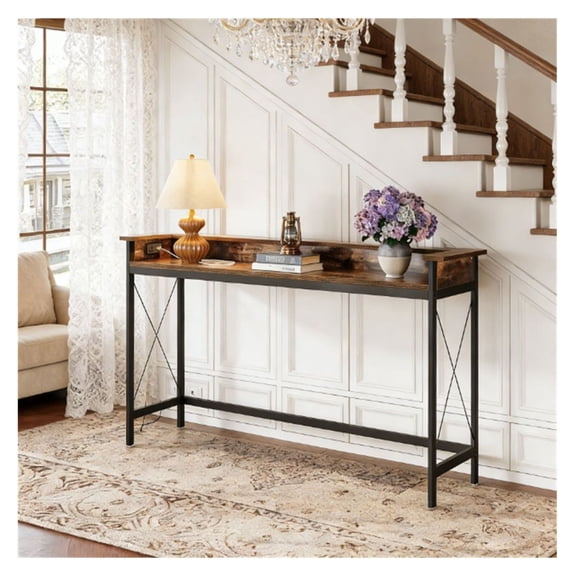 Sofa Table with Power Outlet & USB Ports, 70.9" Long Console Table, Narrow Behind Couch Table, Living Room Entryway Bar Table