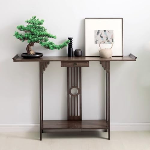 Sofa Tables, Console Table, 2-Tier Bamboo Table 40in Rustic, Industrial Sofa Table Storage for Living Room, Entryway, Foyer, Hallway, Narrow Entryway Table, with Shelves, Side Table, Display Table