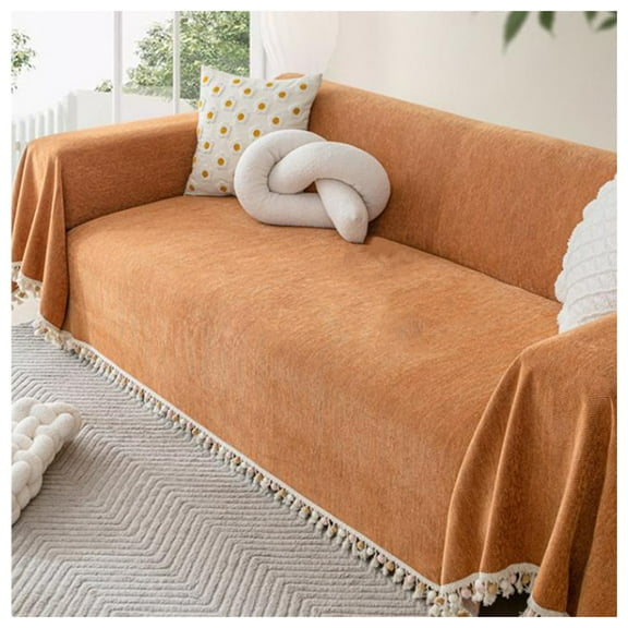 Sofa Throw Blanket,Large Sofa Blanket,Chenille Slipcover Throw Bedspread with Fringes Non-Slip Waterproof Design Soft and Stylish Bedspread