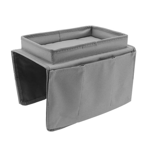 Sofa Tray Couch Arm Table Armrest Holder Sofa Tray Folding Arm Storage Holder Table 600D Oxford Cloth Side Pockets For Couch Grey