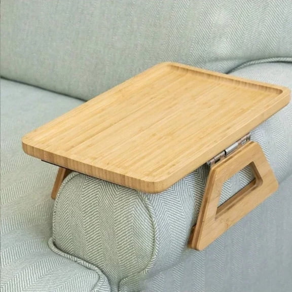 Sofa Tray Foldable Wooden Sofa Armrest Table Living Room Round Rhombus Rectangle Snack Groceries Tray Practical ​ Household Tools