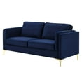thumbnail image 1 of Sofa, Velvet, Dark Blue, Modern Contemporary Urban Design, Living Lounge Room Hotel Lobby Hospitality, 1 of 10
