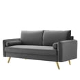 thumbnail image 1 of Sofa, Velvet, Grey Gray, Modern Contemporary Urban Design, Living Lounge Room Hotel Lobby Hospitality, 1 of 9