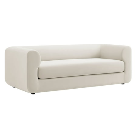 Sofa, White, Velvet, Living Room Lounge Cafe Lobby Hospitality Restaurant, Modern Contemporary, HB37925