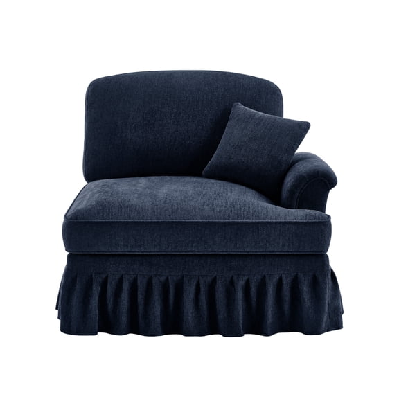 Sofa With Detachable Ruffles Skirt And Movable Pillow In Chenille Fabric Blue