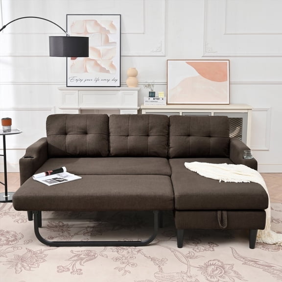 Modern Simple Fabric Three-Seat Sofa 220cm with Solid Wood Frame and Waterproof Function