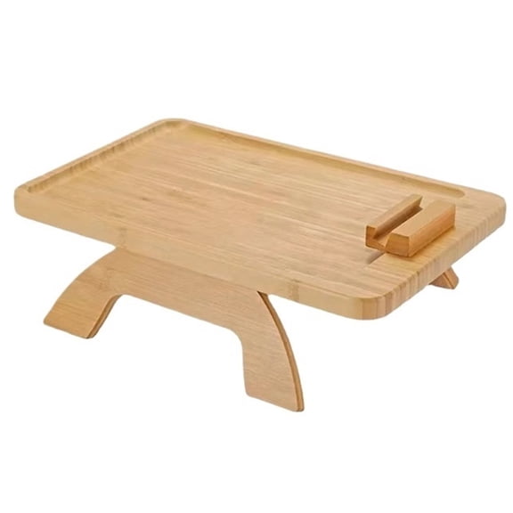 Sofa Wooden Tray with Rotating Phone Holder, Fruit Tray, Wooden Movable Home Coffee Table Easy to clean