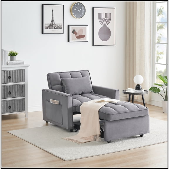 Sofa bed chair 3 in 1 convertible, recliner, single recliner, suitable for small Spaces
