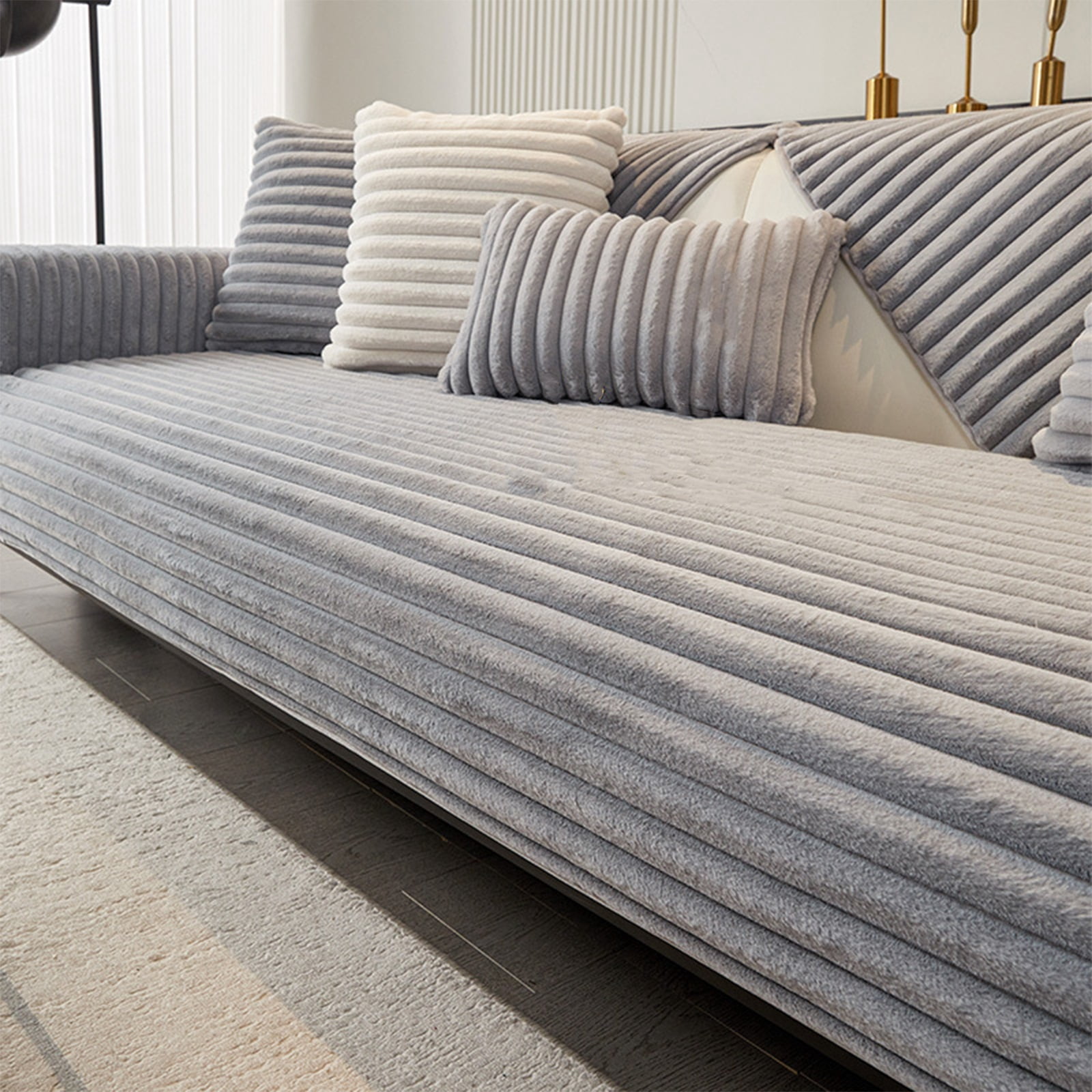 Sofa cover, plush couch cover, sofa protector, non-slip sofa pad, sofa cover anti-slip for living room, washable sofa cover, furniture protection cover
