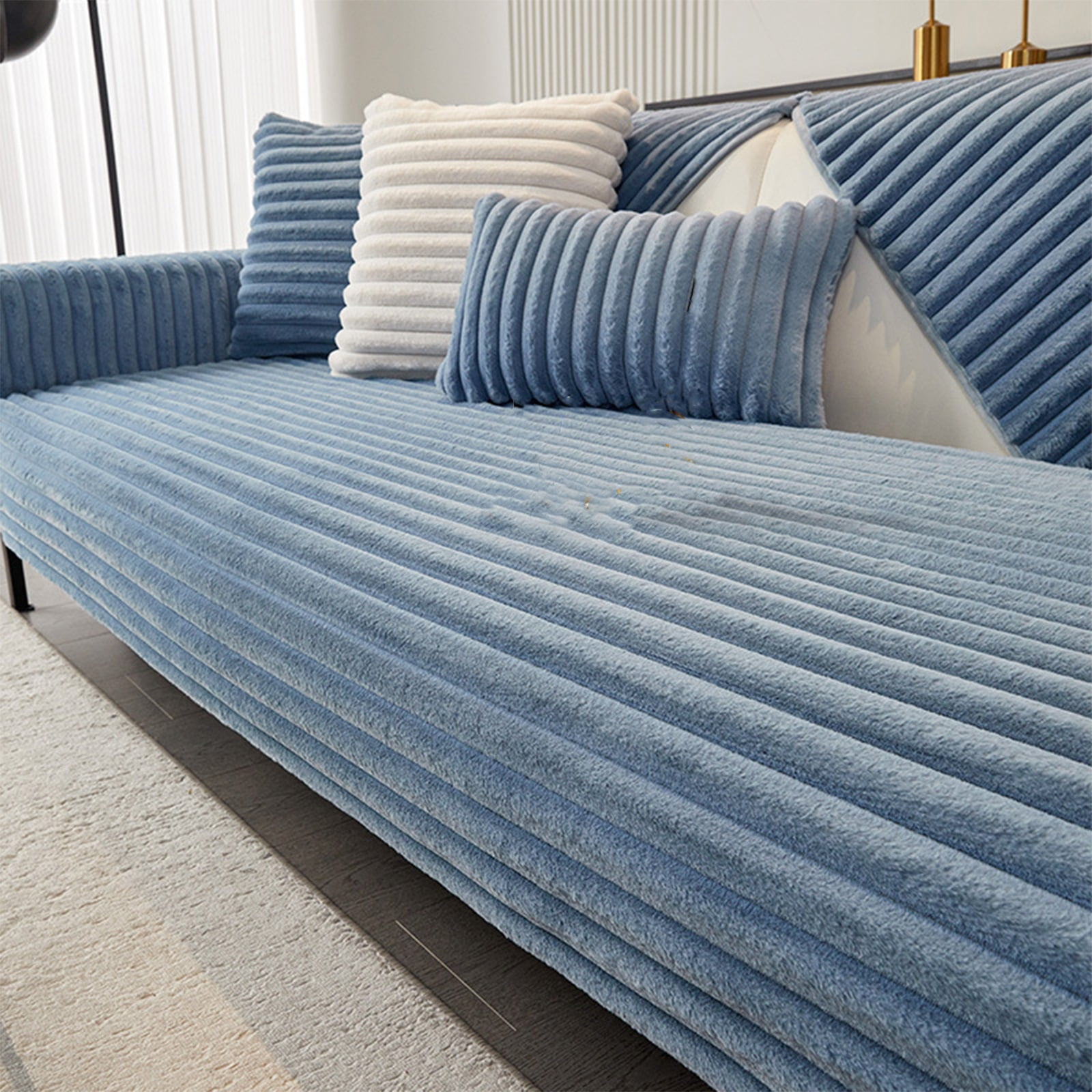 Sofa cover, plush couch cover, sofa protector, non-slip sofa pad, sofa cover anti-slip for living room, washable sofa cover, furniture protection cover