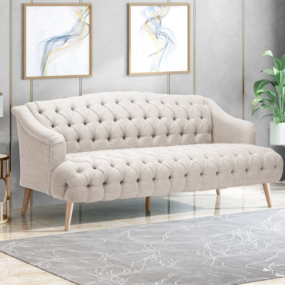 Sofa with Birch Wood Legs and Diamond Pattern / Add Sophistication to Home Decor