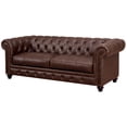thumbnail image 1 of Sofa with Button Tufted Backrest and Rolled Design Arms, Brown, 1 of 5