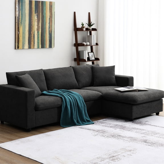 Sofa with Convertible Ottoman and 2 Pillows / Practical for Seating and Coffee Table