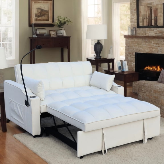 Sofa with Roller Pullout Bed / Quick Conversion from Sofa to Bed