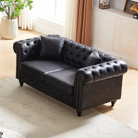 Sofa with Solid and Synthetic Wood Frame, Holds 500 lbs / Durable for Daily Use