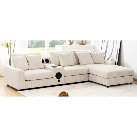 Sofa with Wired/Wireless Charging | Suitable for Modern Living and Tech - Loving Users | Enjoy Convenient Drink - Holding and Sound Quality