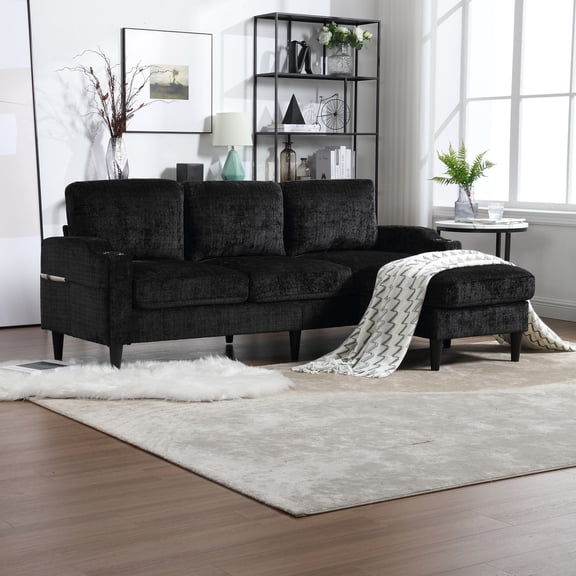 Sofa with storage ottoman and easy assembly for quick living room setup