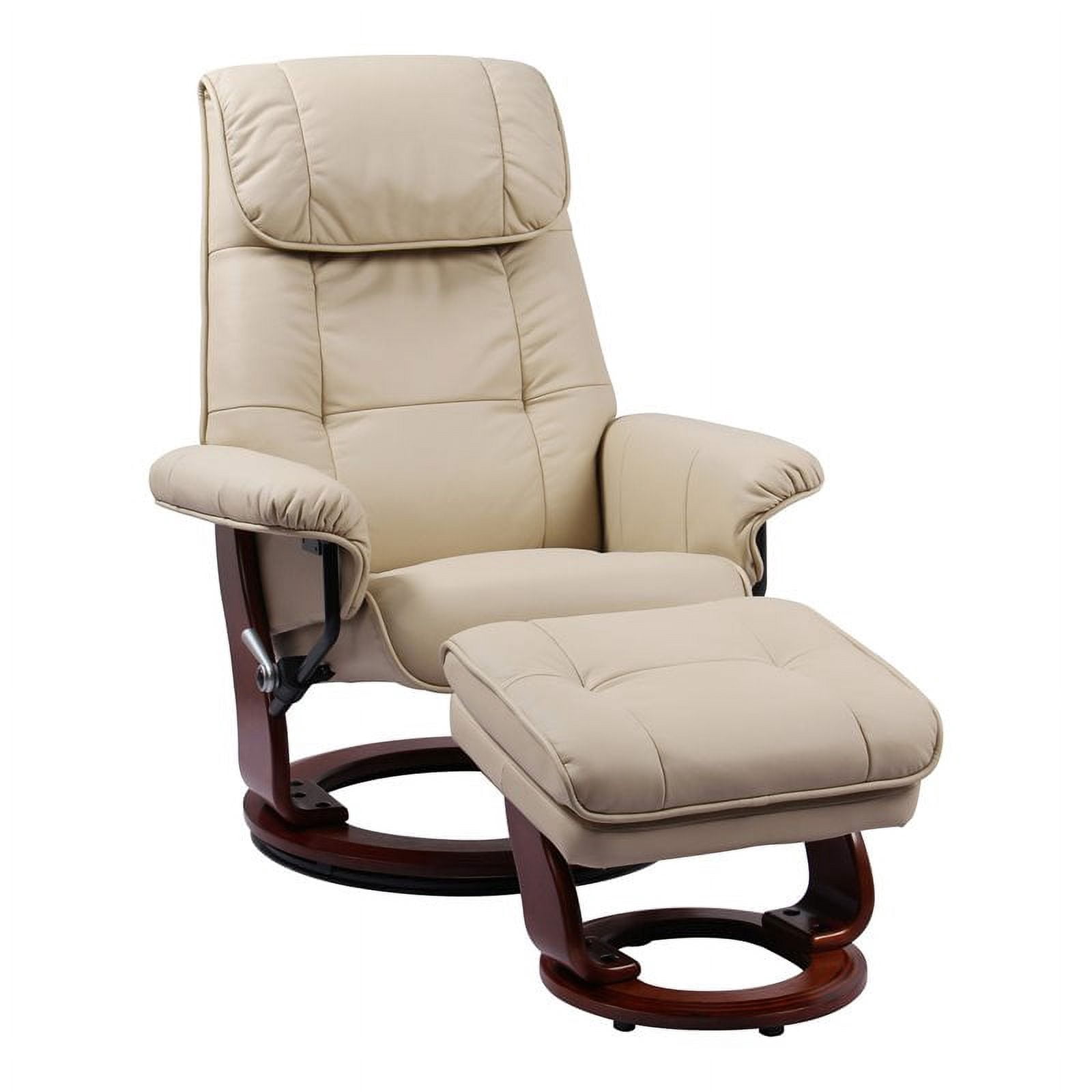 Contemporary Off White Taupe Swivel Recliner and Ottoman Set main image 1