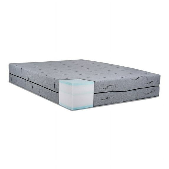 Sofa4life Refresh 12" King Size Transitional Fabric Mattress in A Box in Gray