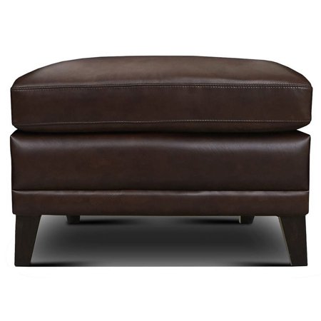 Sofa4life Sonado Rectangular Transitional Genuine Leather Ottoman in Brown