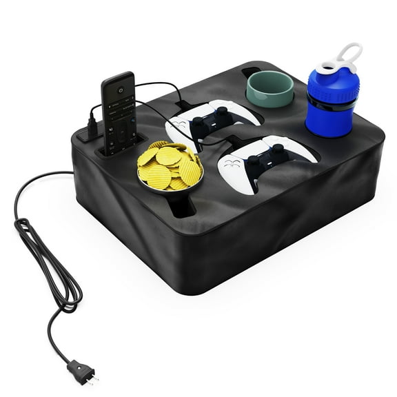 SofaBuddy Dual Controller Charger & Couch Cup Holder Compatible with PS5, PS4 Gaming Couch Accessory with Drink Holder, USB Charging Ports & Organizer
