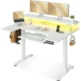 thumbnail image 1 of Sofanext U Shaped Electric Standing Desk  with Keyboard Tray, 48 Inch Height Adjustable Desk with Power Outlets & LED Lights, Writing Computer Desk with Monitor Stand for Home Office, White, 1 of 8