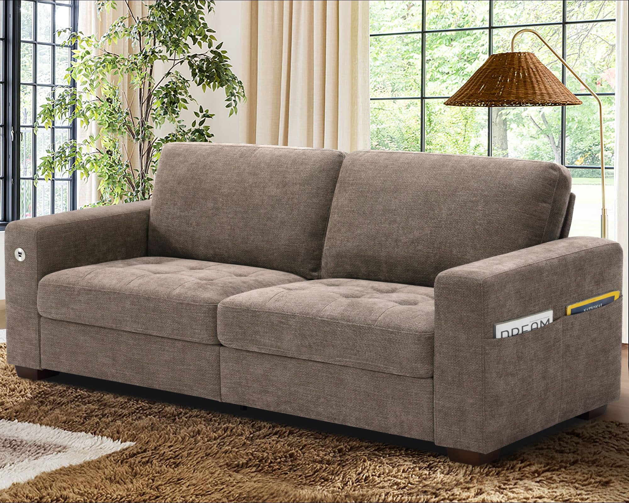 DOPEDIO Modern Chenille Recliner Sofa — 71.25-inch Loveseat With Removable Cover & Spring Cushions