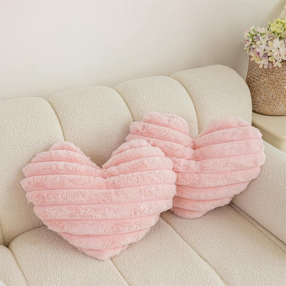 Sofas for Living Room Heart Shaped Throw Pillows Cute Pink Heart Decorative Pillow, Gifts for Girls Plush Loves Cushion for Sofa Bed Couch Living Room and Kid Room
