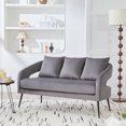 thumbnail image 1 of Sofas for Two 53.7"Modern Upholstered Velvet Open Back Loveseat Settee with 3 Pillows, Small Comfy Sofa 2-Seater Mini Sofa for Small Space with Metal Legs, Living Room Bedroom Office Dorm Studio Apar, 1 of 9