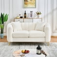 thumbnail image 1 of Sofas for Two 63" Chenille Loveseat Sofa,Luxury 2 Seater Deep Couch,Modern Tufted Couch, Gold Metal Legs Sofa for Living Room, Bedroom, Apartment (Beige),Small Couches, 1 of 11