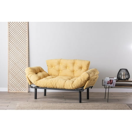 Sofas for Two Nitta Modern Adjustable Arm Love Seat, Stylish Two-Seater with Soft Upholstery and Metal Frame for Contemporary Living Spaces,Small Couches