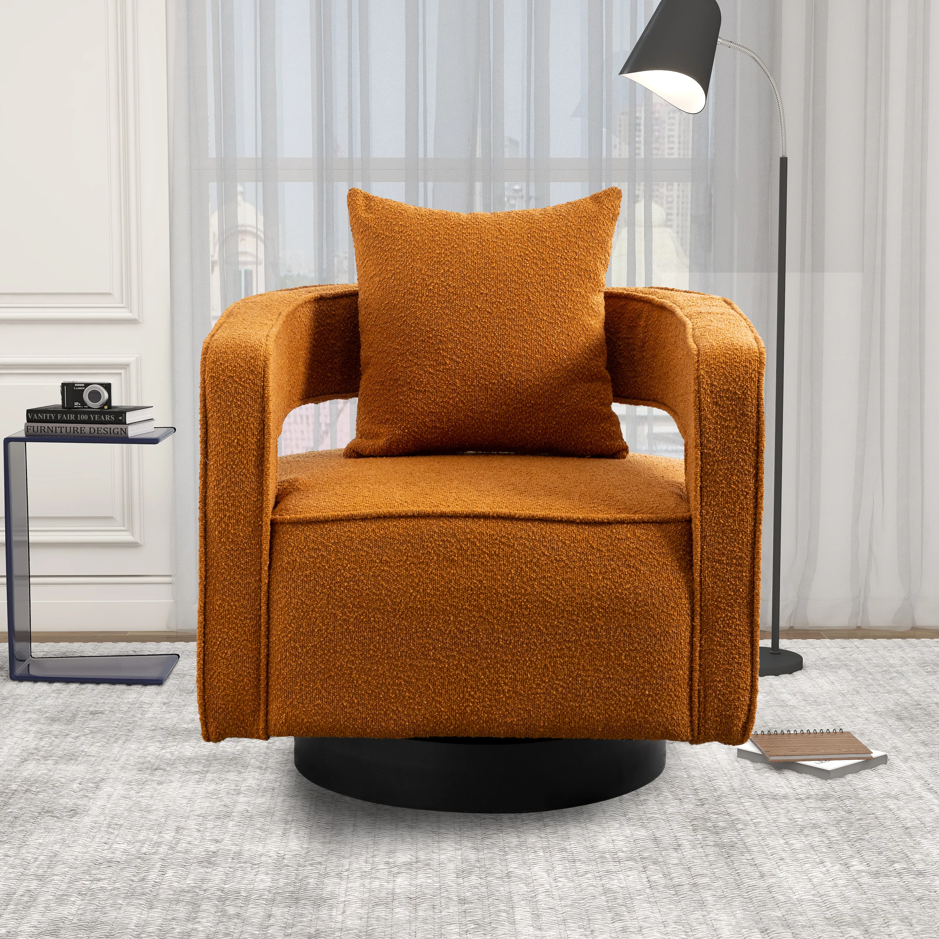 Sofeim 30"W Swivel Accent Open Back Chair Modern Comfy Sofa Chair With