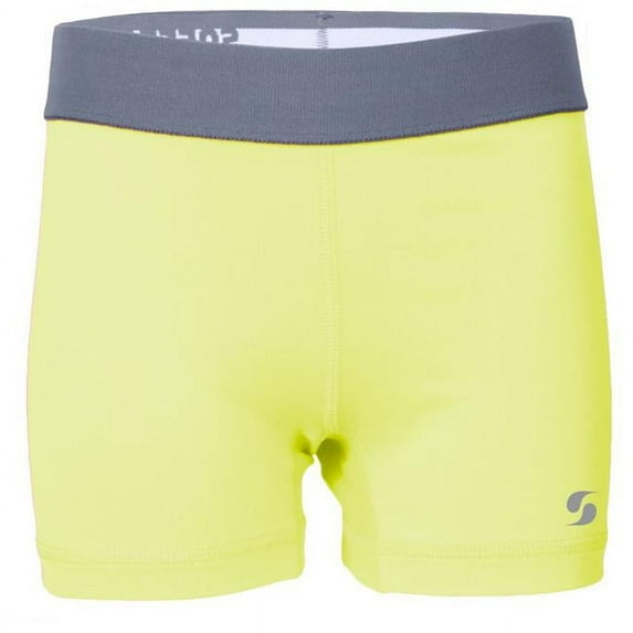 Soffe 1110G3AWXLG Girls Dri Short Low-Rise, Kool Kiwi & Gunmetal - Extra Large