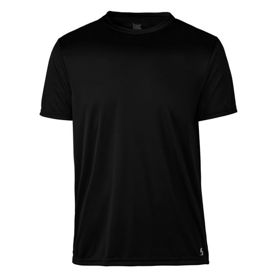Soffe 1535MU Adult Short Sleeve Poly Base Layer Tee, BLACK, 2X