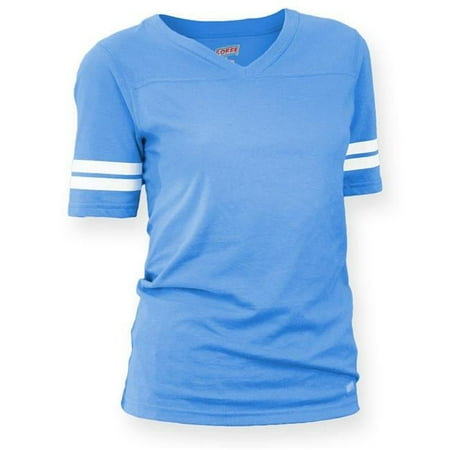 Soffe 239G456SML Girl Football Tissue Cotton Tee Jersey, Blue Ocean - Small