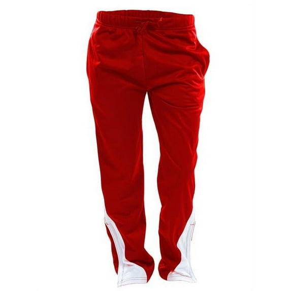 Soffe 3243V620MED Juniors Poly Brushed Tricot Pant with White Splice Leg Insert, Red - Medium