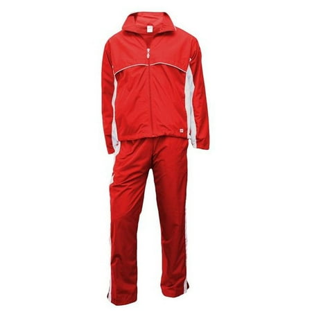 Soffe 3464V620MED Juniors Poly Micro Zip Jacket, Red - Medium